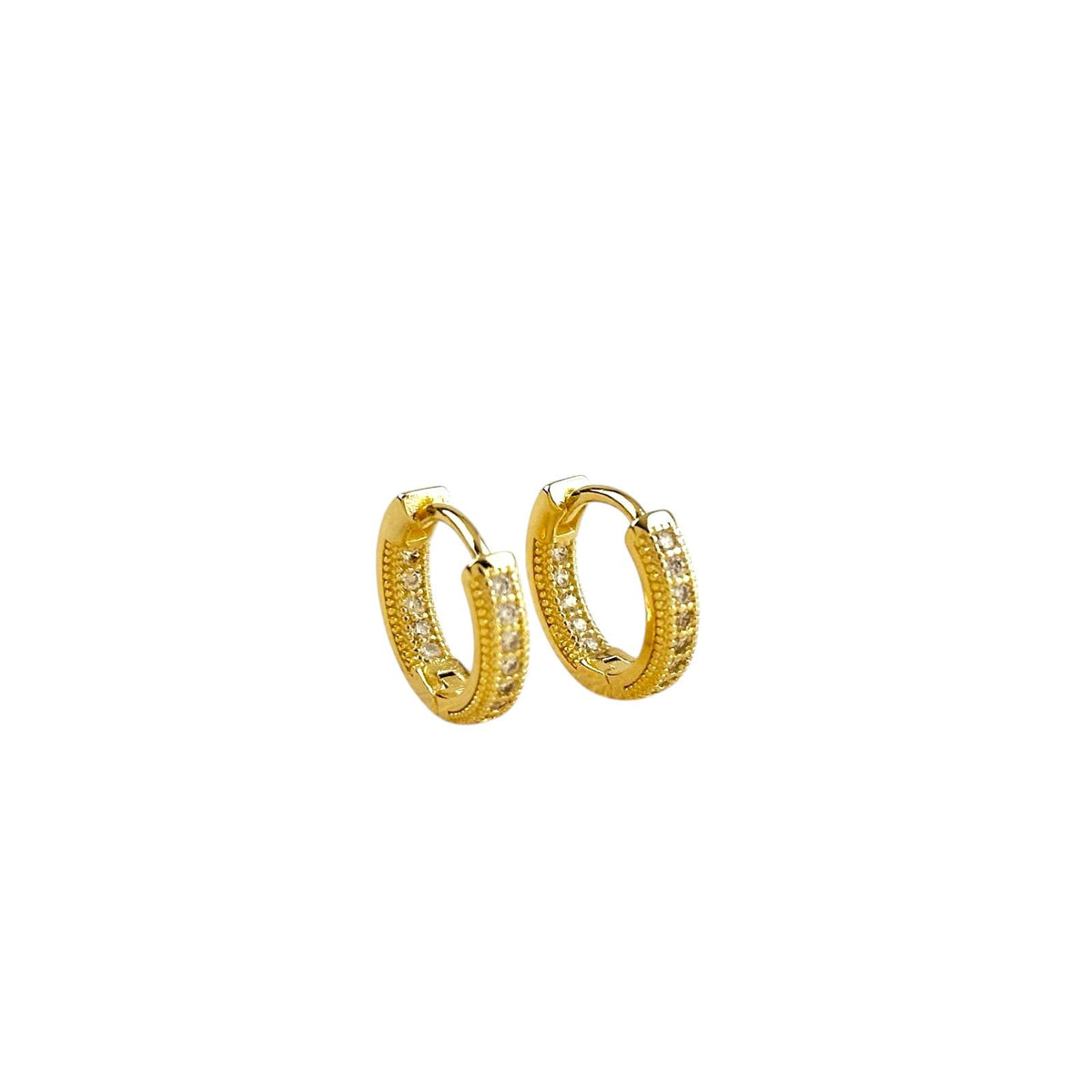 Inside-Out CZ Huggie Hoop Earrings in 18K gold-filled