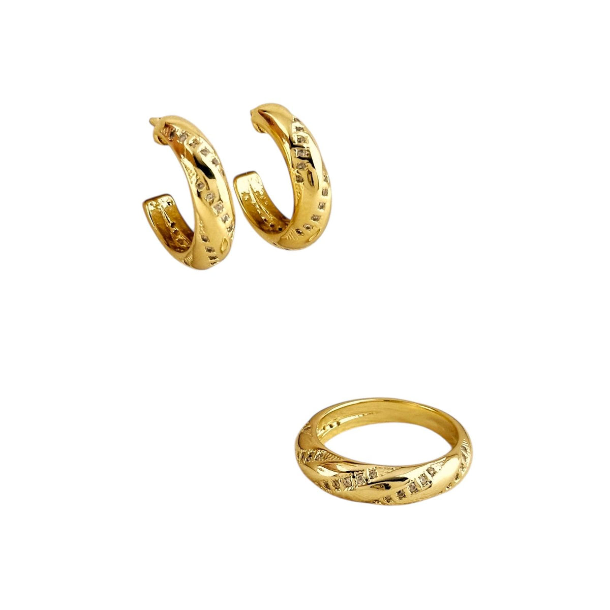 Swirl CZ Open Hoop 15mm Earrings in 18K gold-filled, view 3