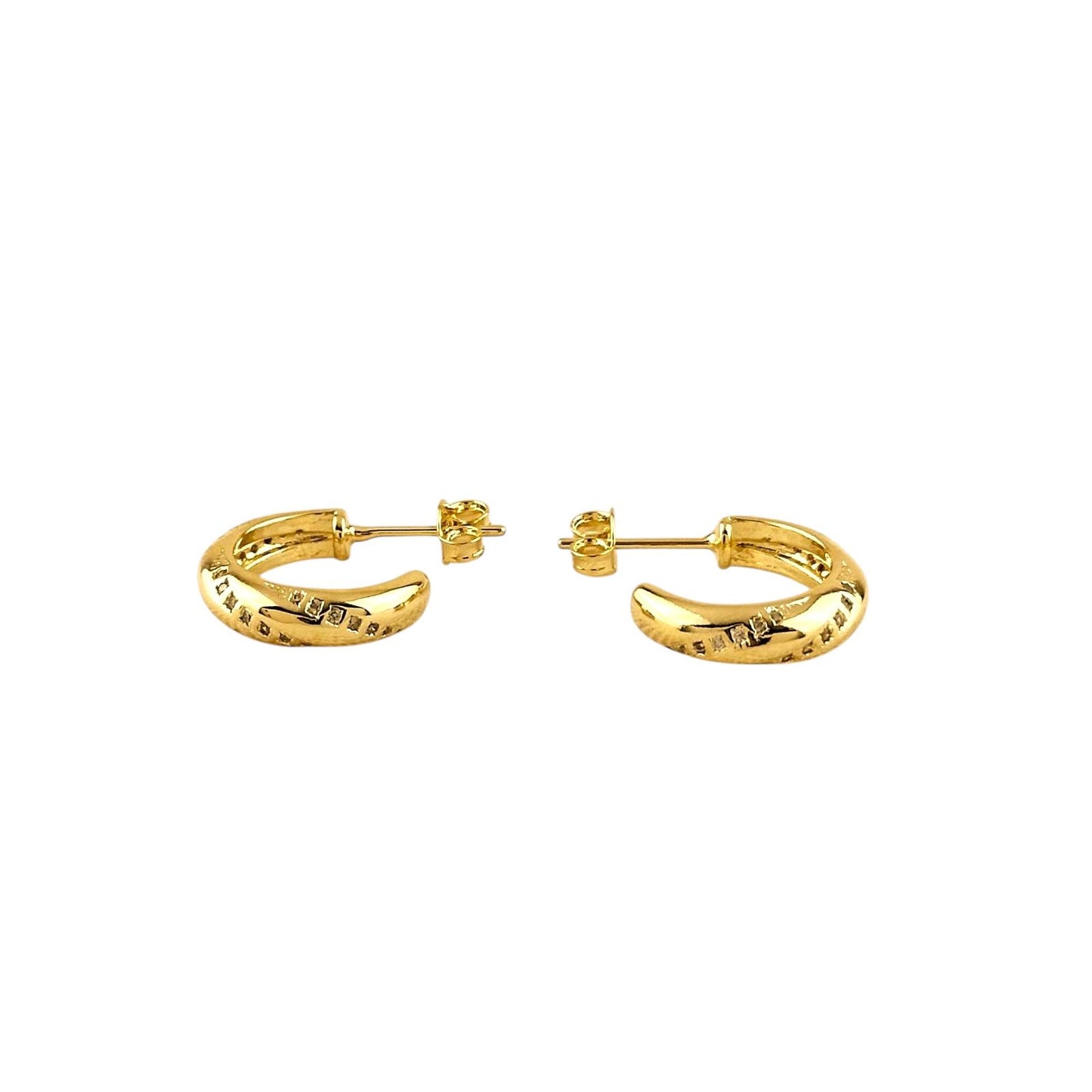 CZ Swirl Design Half Hoop 18k Gold Filled Earrings