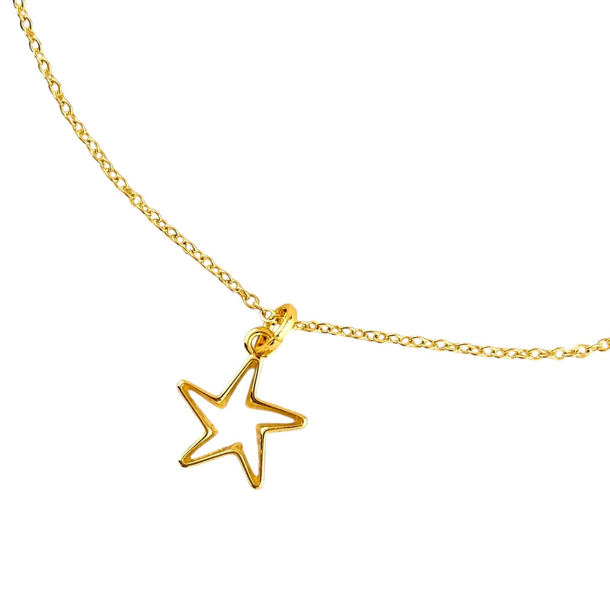 Open Star Pendant Necklace in 18K gold-filled, view 6