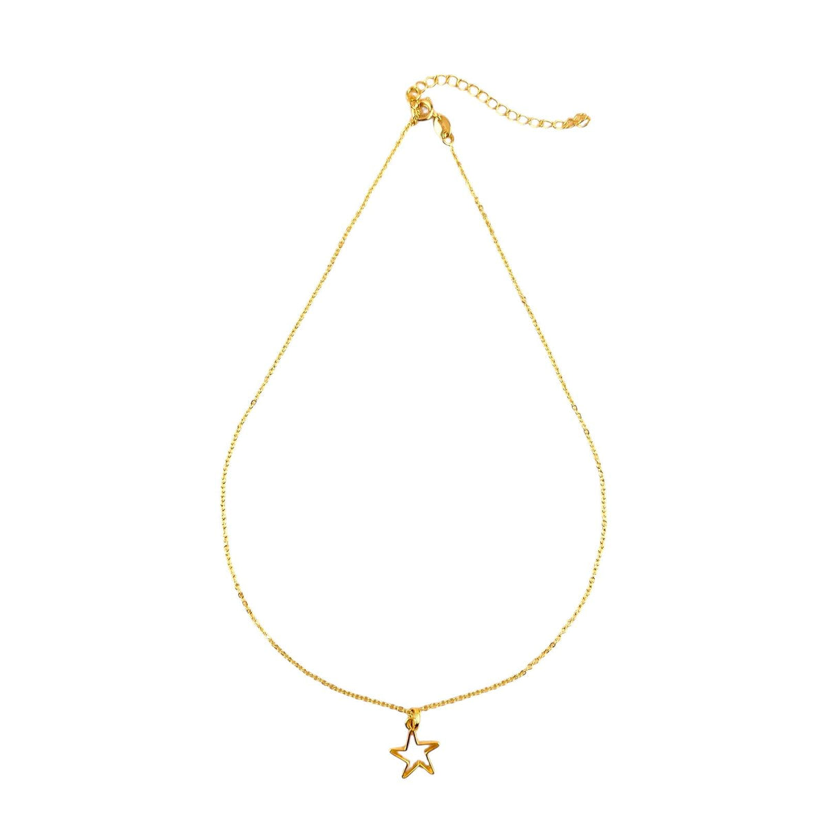 Open Star Pendant Necklace in 18K gold-filled, view 2