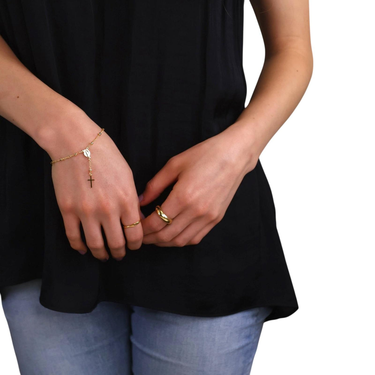 Delicate Rosary Bracelet in 18K gold-filled, view 4