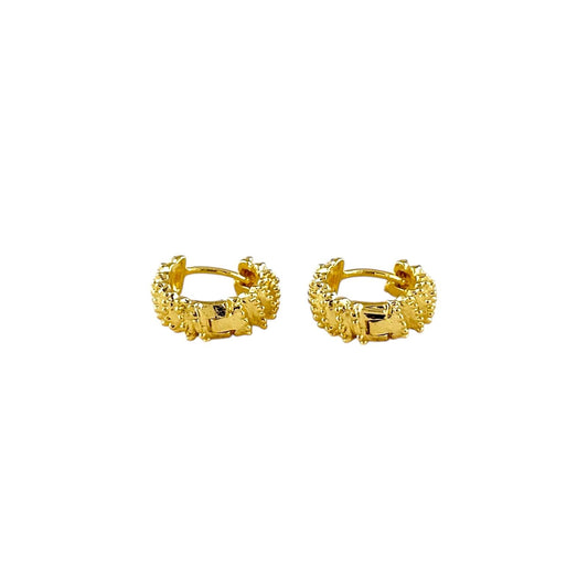 14mm Grooved Swirl Huggie Hoop 18k Gold Filled Earrings