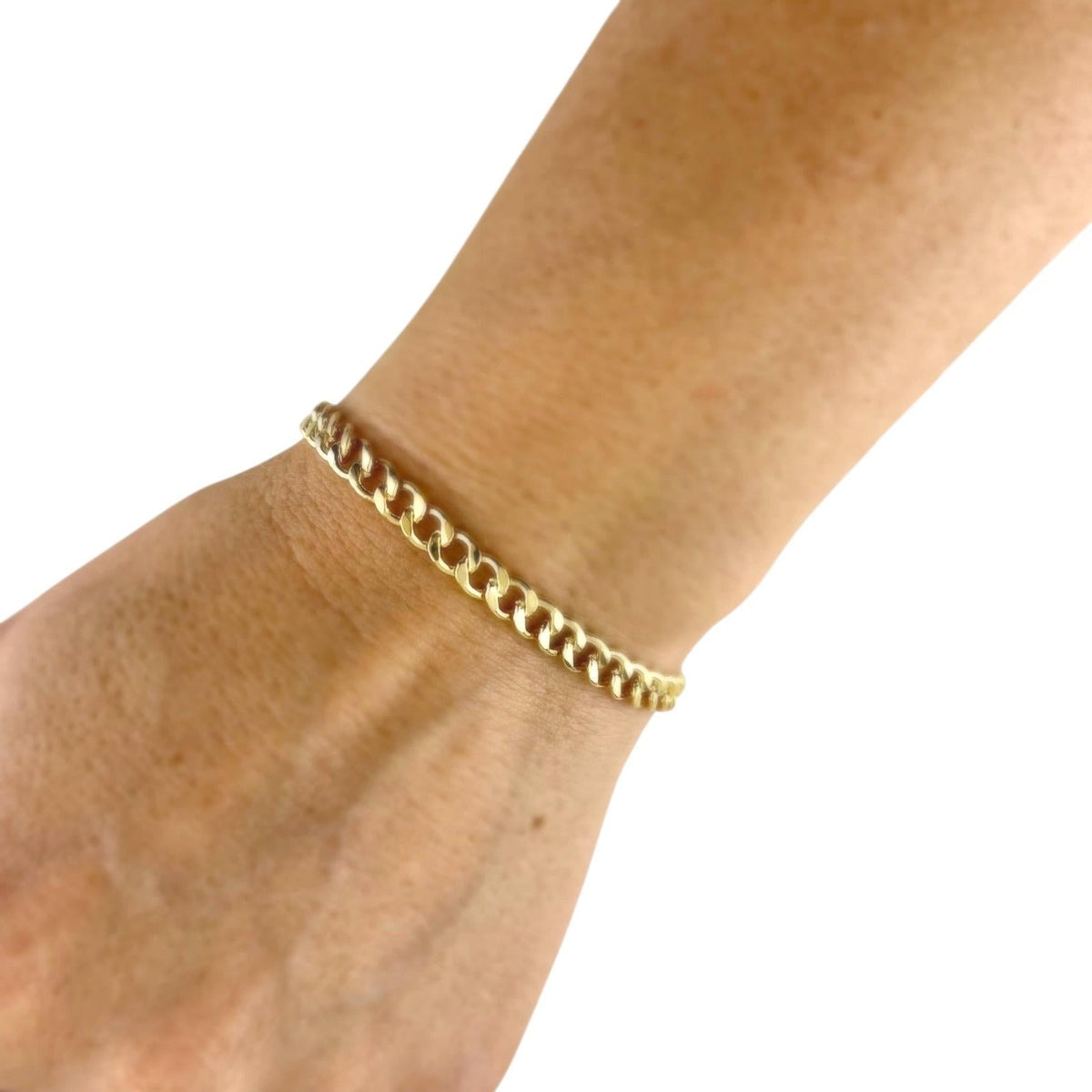 Cuban Link Chain 5mm Bracelet in 18K gold-filled, view 3