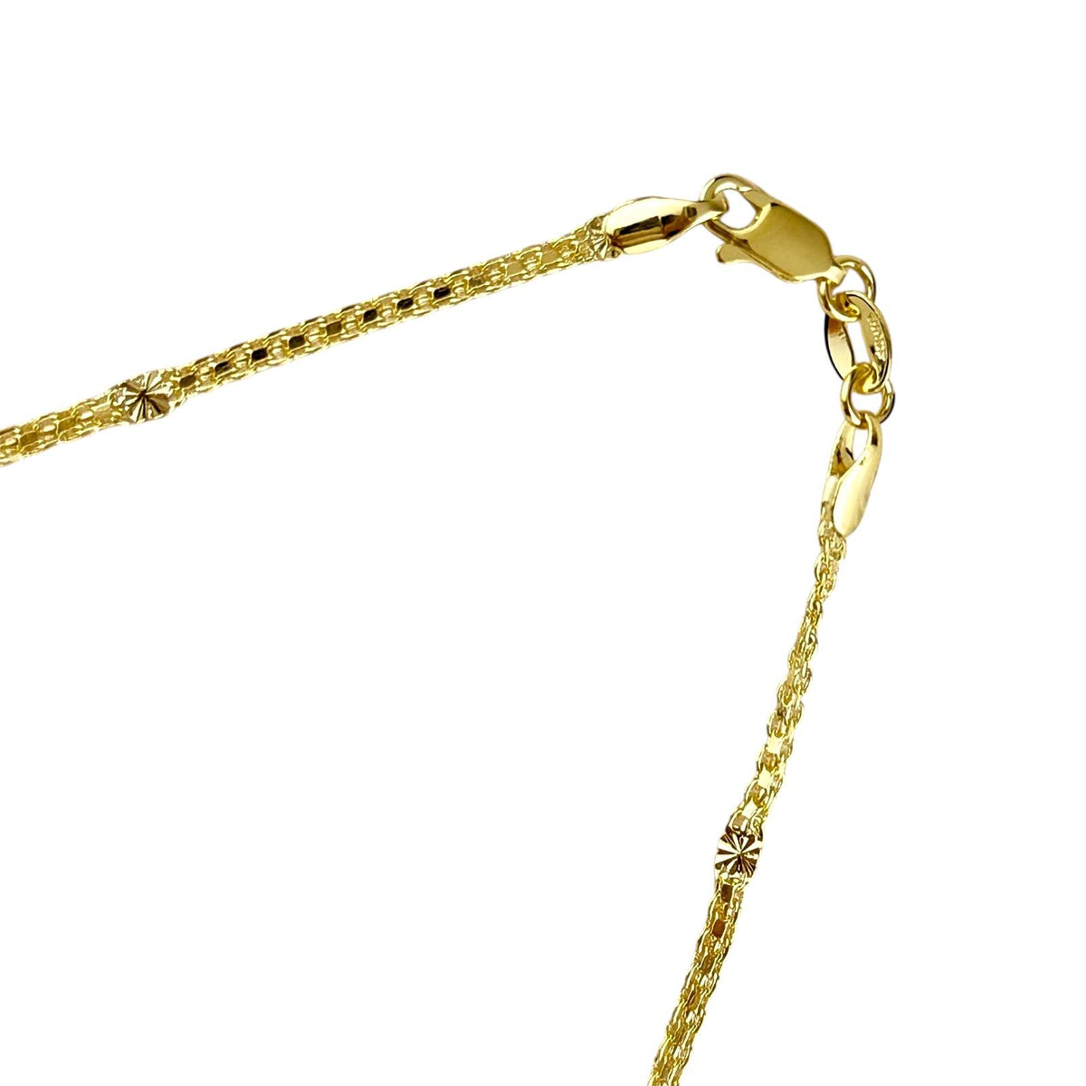 Diamond Cut Mesh Chain Station 2.5mm Necklace in 18K gold-filled, view 6