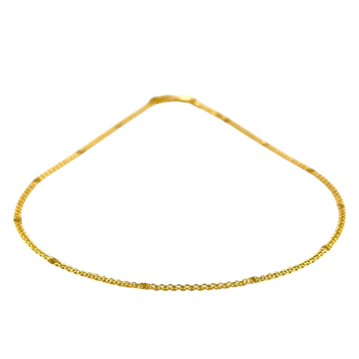 Diamond Cut Mesh Chain Station 2.5mm Necklace in 18K gold-filled, view 4