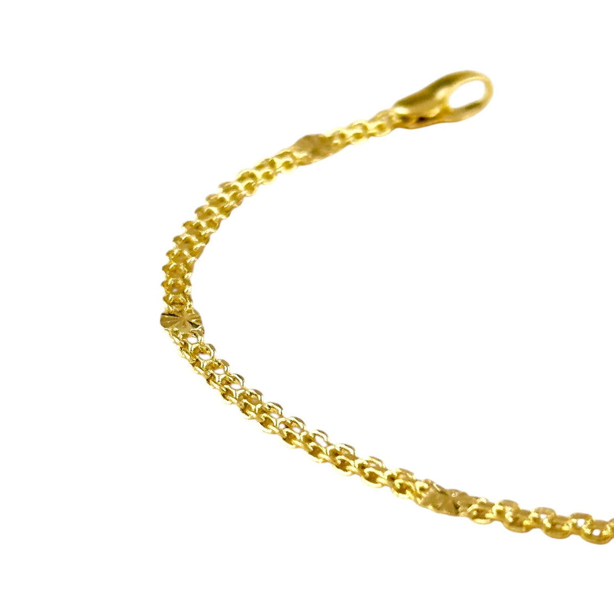 Diamond Cut Mesh Chain Station 2.5mm Bracelet in 18K gold-filled, view 4