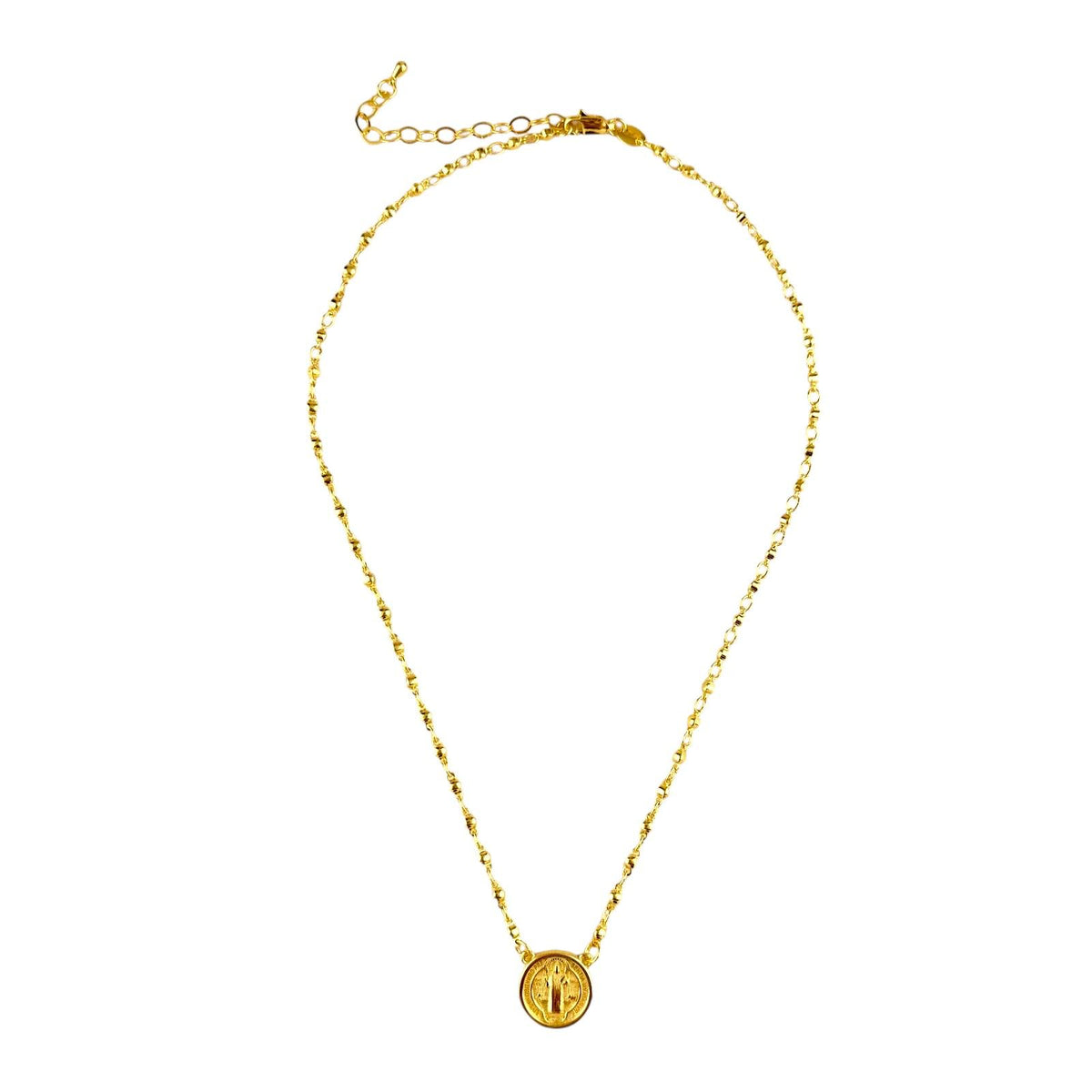 Saint Benedict Medal Bead-Chain Necklace in 18K gold-filled, view 5