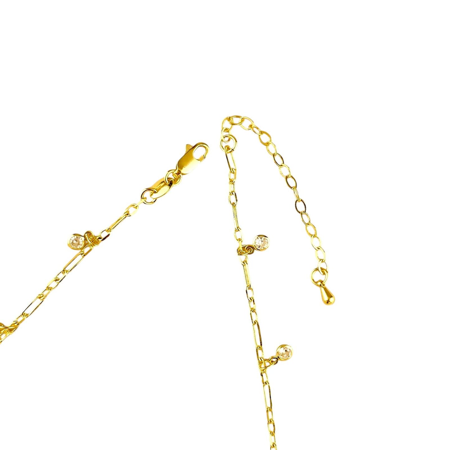 CZ Charms Paperclip Chain 18K Gold Filled Necklace