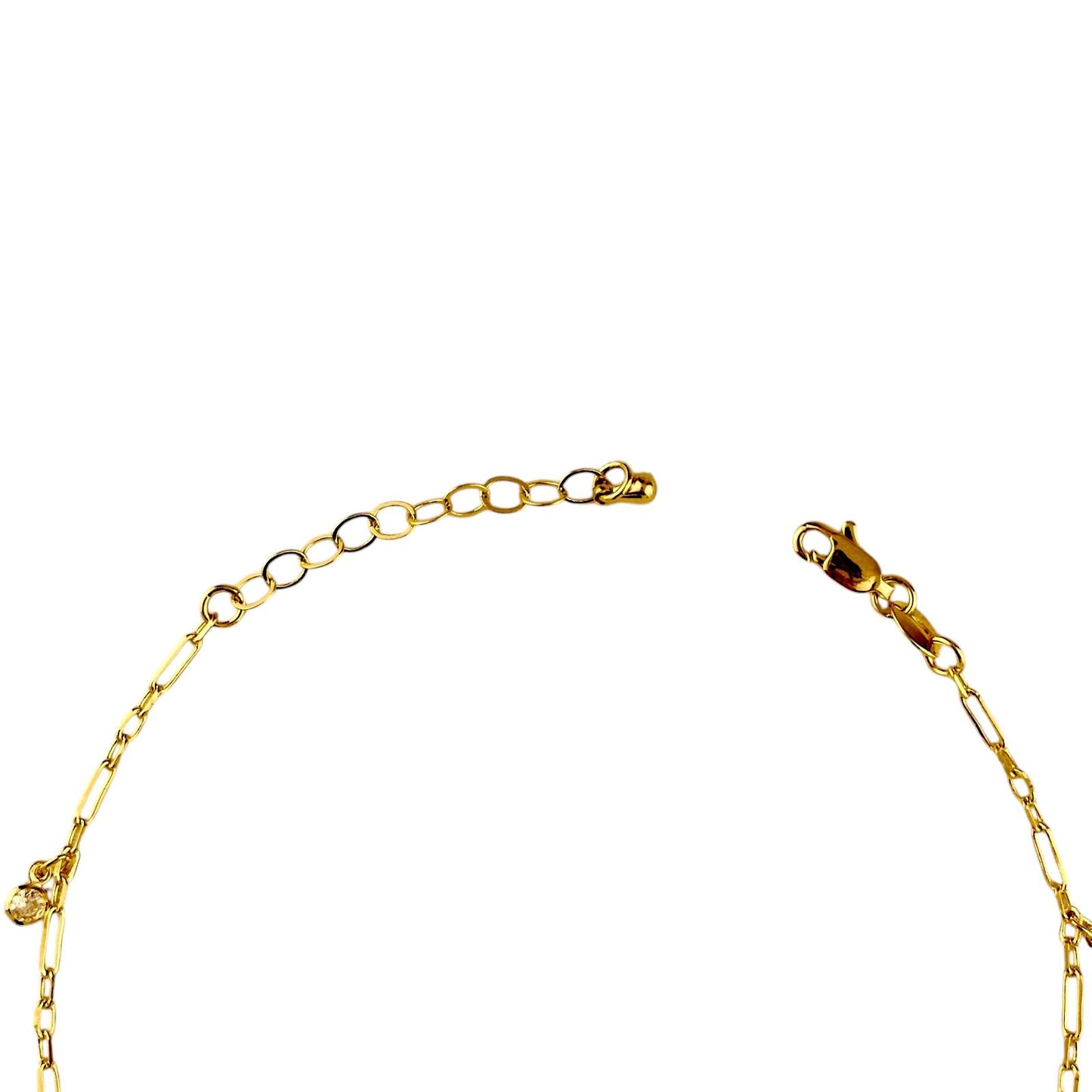 CZ Charms Paperclip Chain 18k Gold Filled Anklet