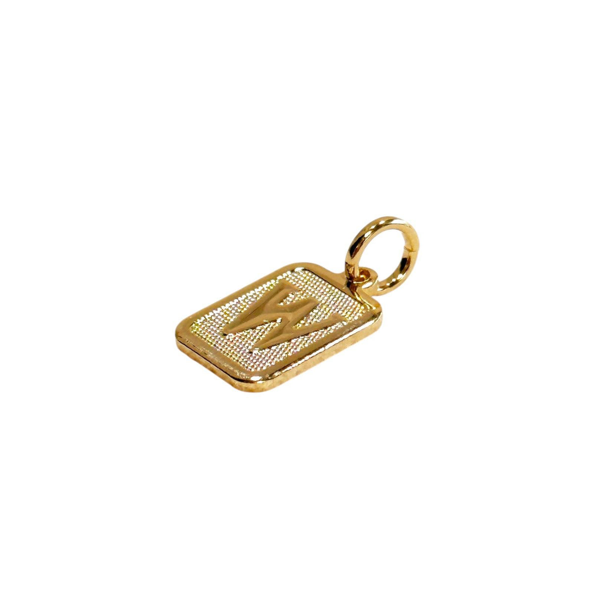Textured Initial Letter 15mm Rectangular Pendant in 18K gold-filled, view 28