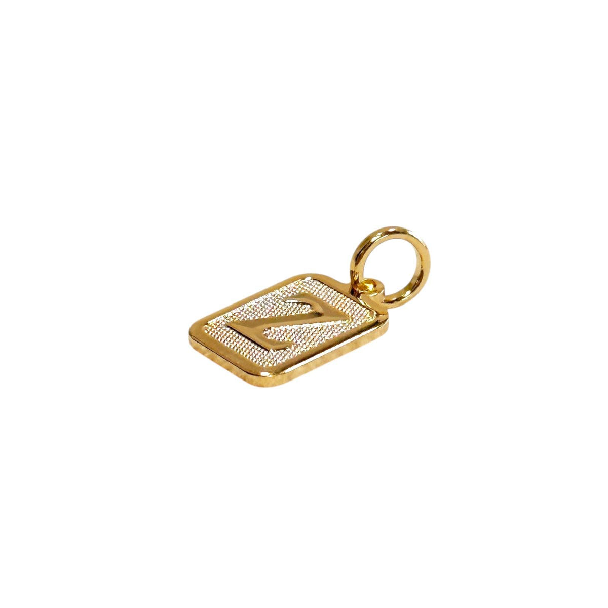 Textured Initial Letter 15mm Rectangular Pendant in 18K gold-filled, letter Z