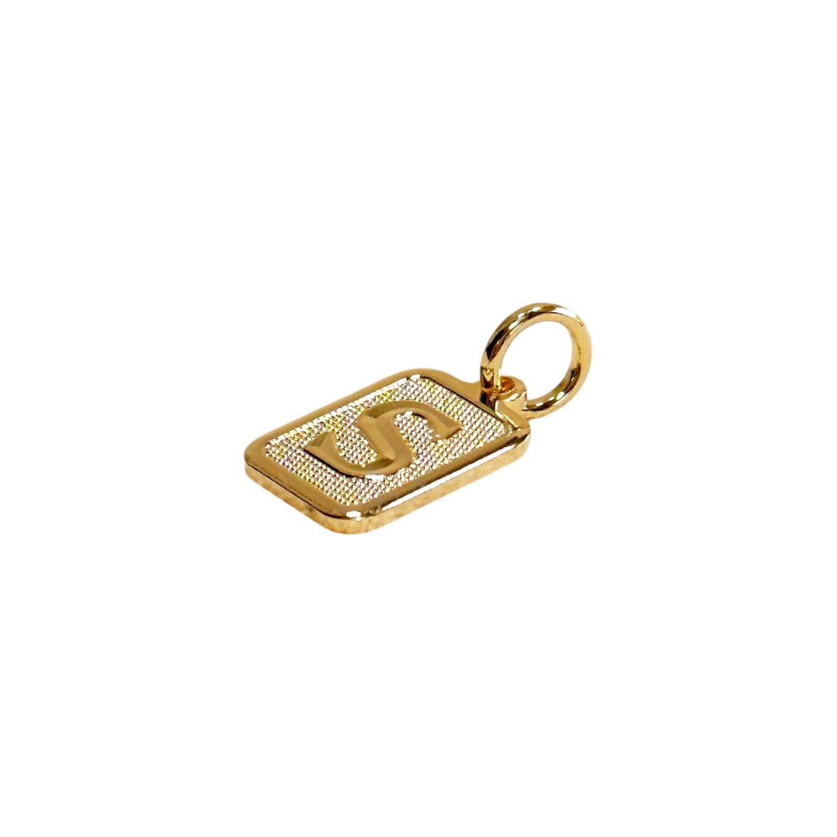 Textured Initial Letter 15mm Rectangular Pendant in 18K gold-filled, view 22