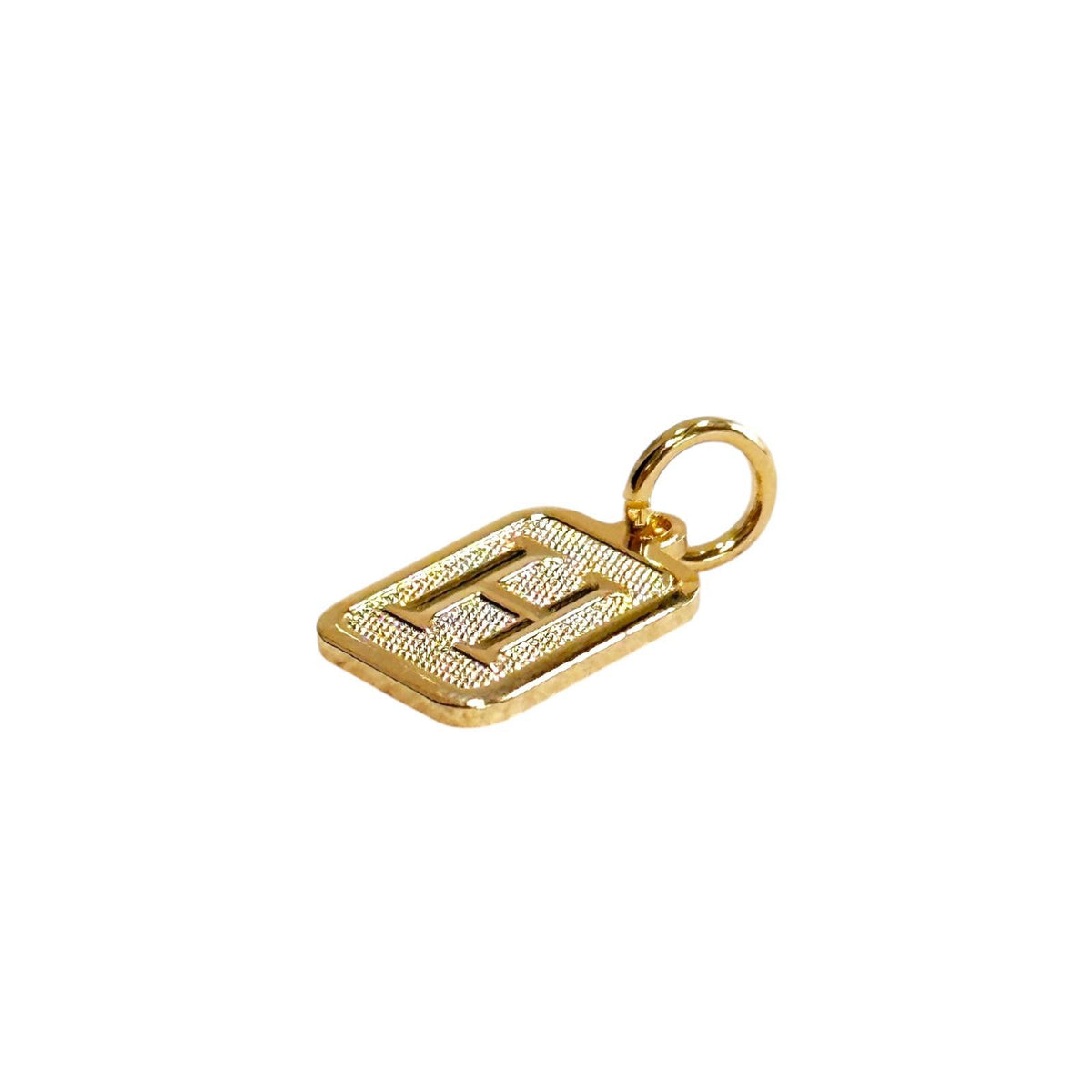 Textured Initial Letter 15mm Rectangular Pendant in 18K gold-filled, letter H
