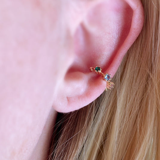 Pastel CZ Bezel 18K Gold Filled Ear Cuff