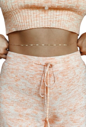 Pressed Bar Detail 18K Gold Filled Belly Chain
