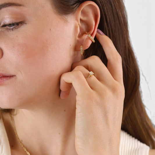 Square CZ 18K Gold Filled Ear Cuff