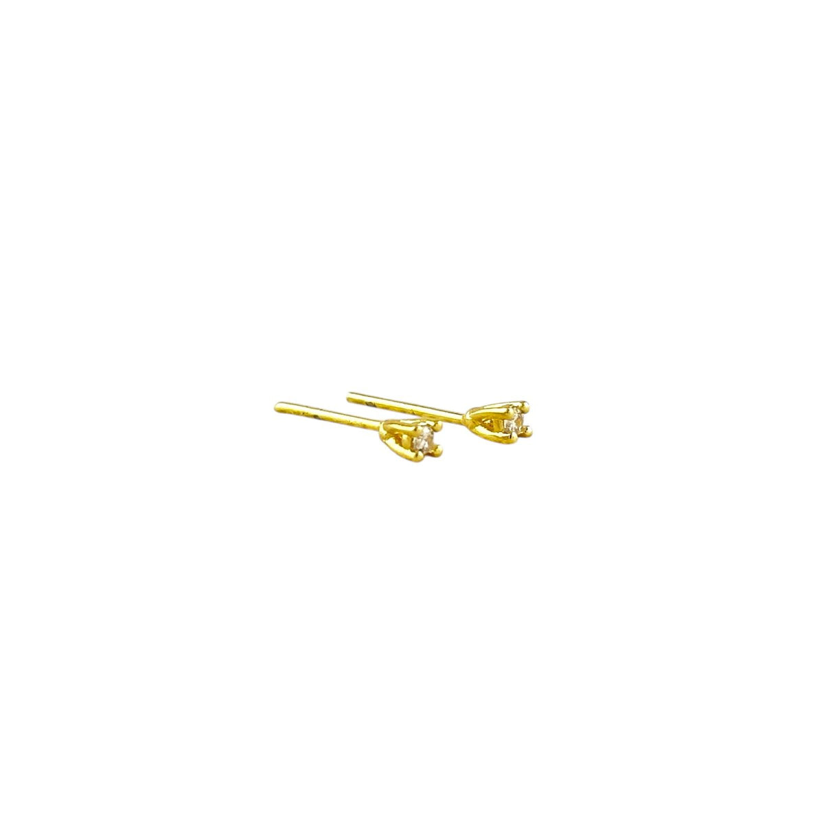 Solitaire CZ 2mm Stud Earrings in 18K gold-filled, view 5