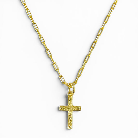18K Gold Filled vintage cross charm necklace