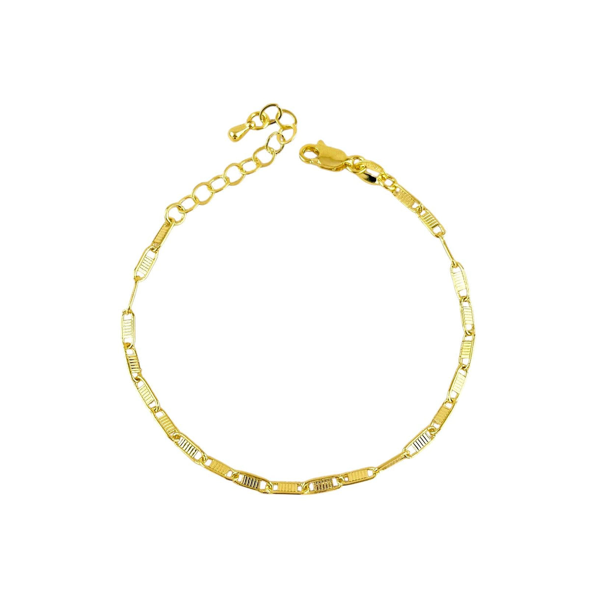 Textured Plate Link Chain Bracelet in 18K gold-filled, view 4