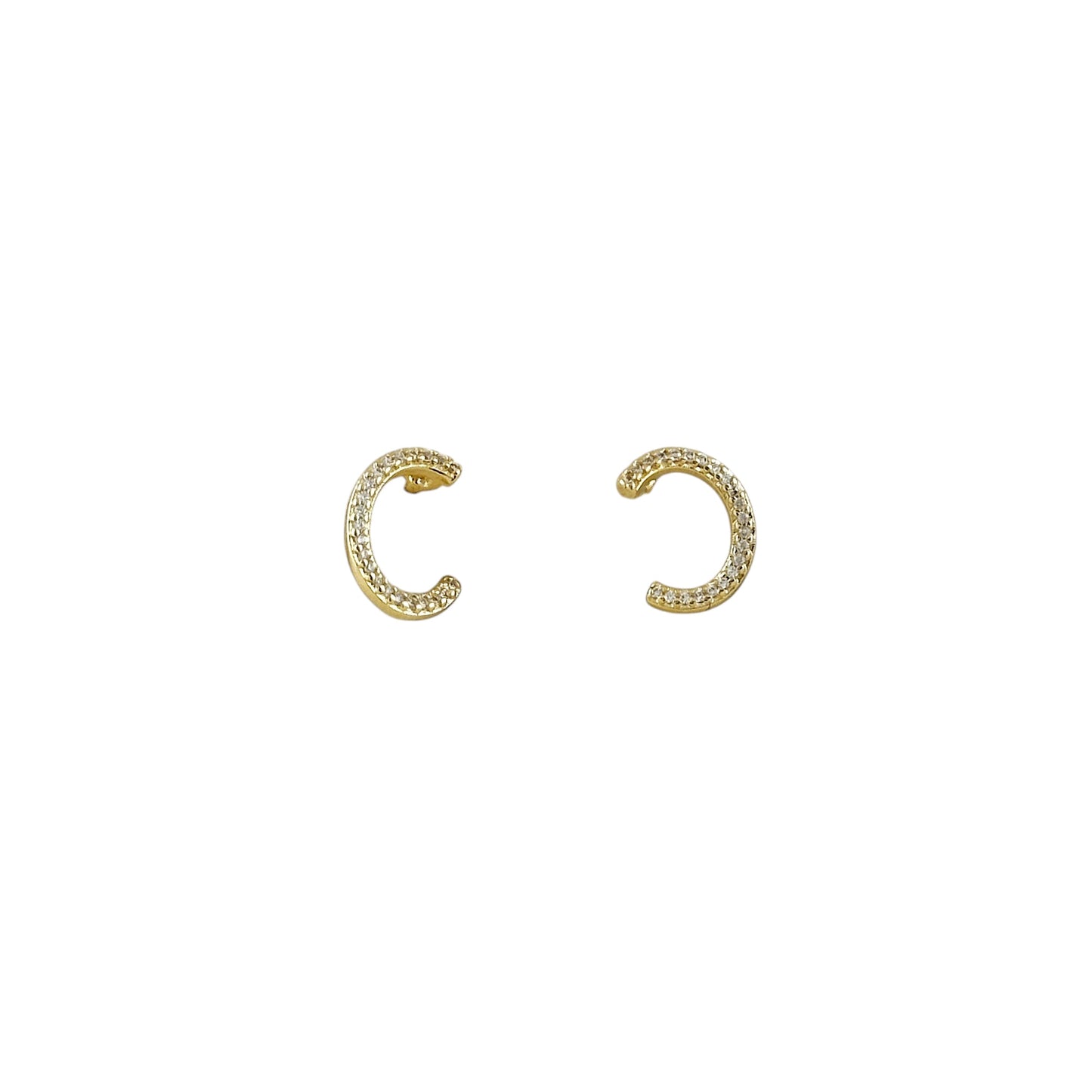 18K Gold Filled half-moon studs product view