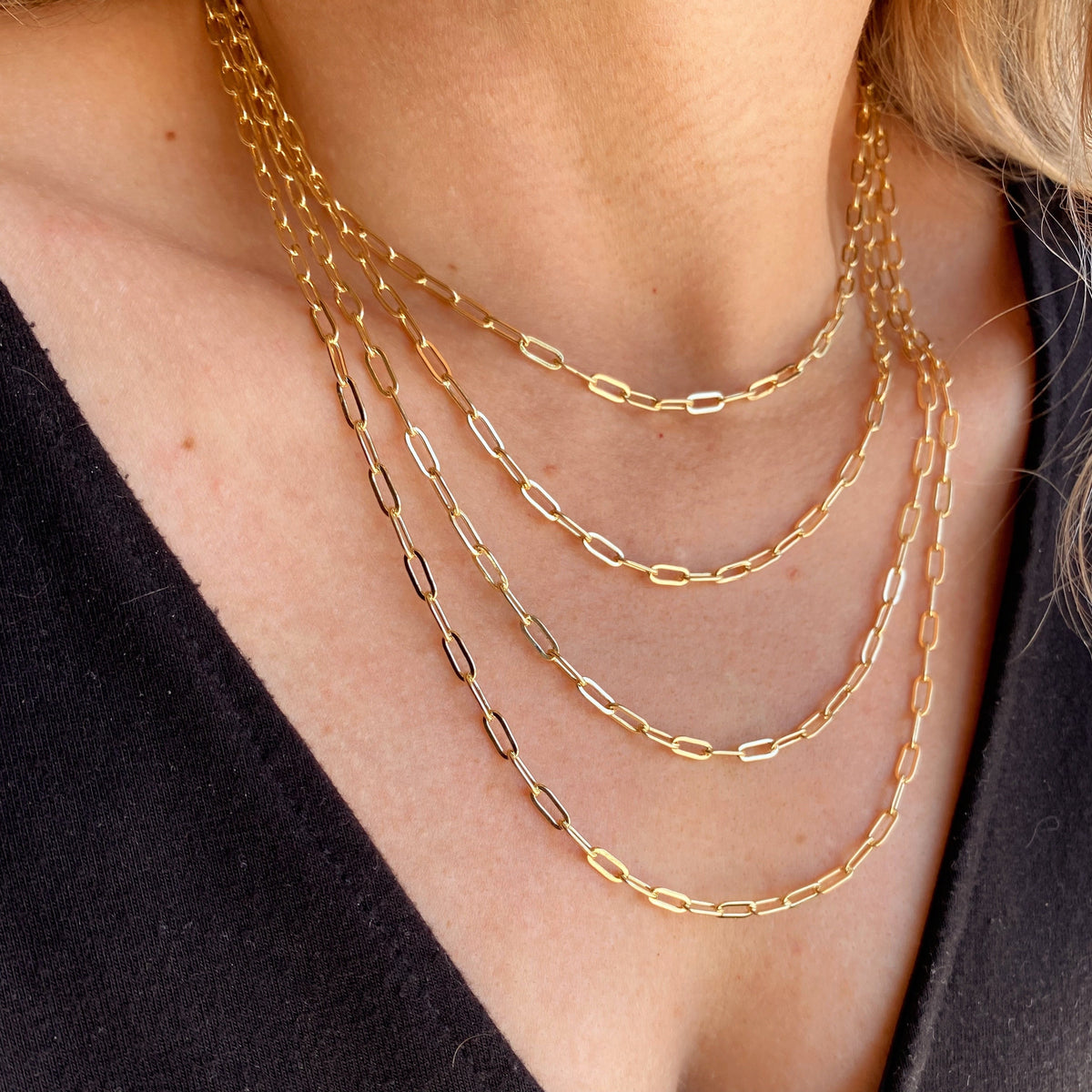 Paperclip Chain Necklace in 18K gold-filled, view 2