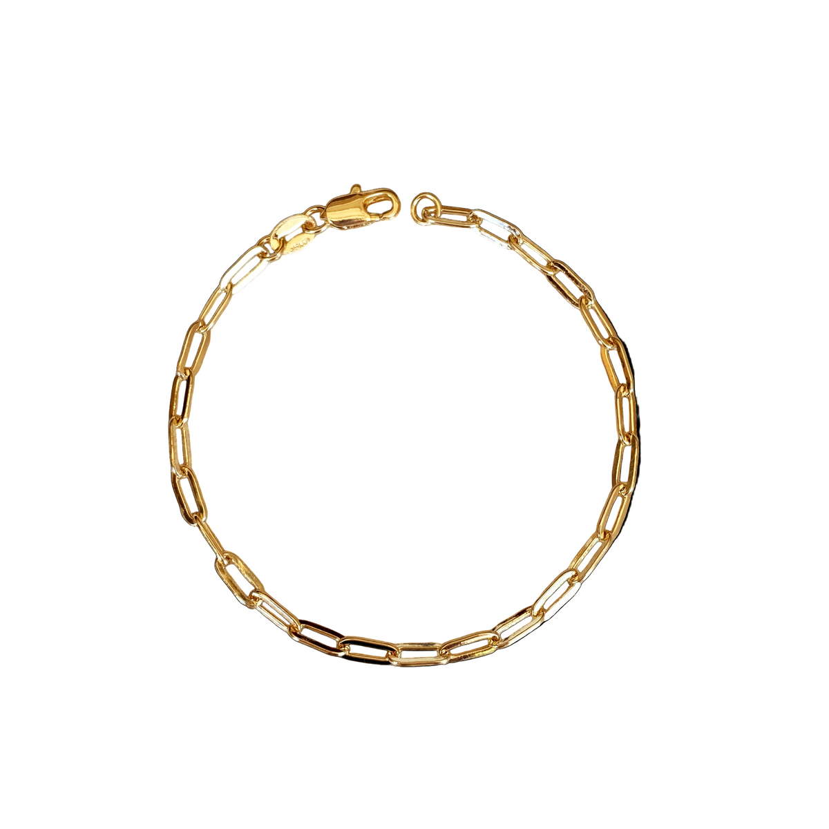 Paperclip Link Chain 3mm Bracelet in 18K gold-filled