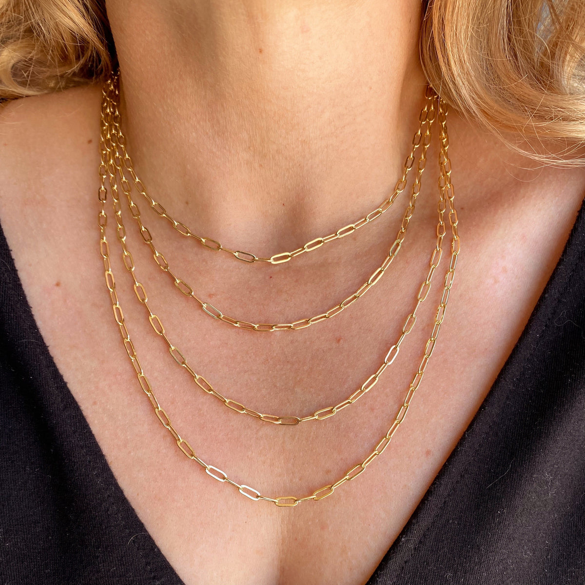 Paperclip Chain Necklace in 18K gold-filled, view 3
