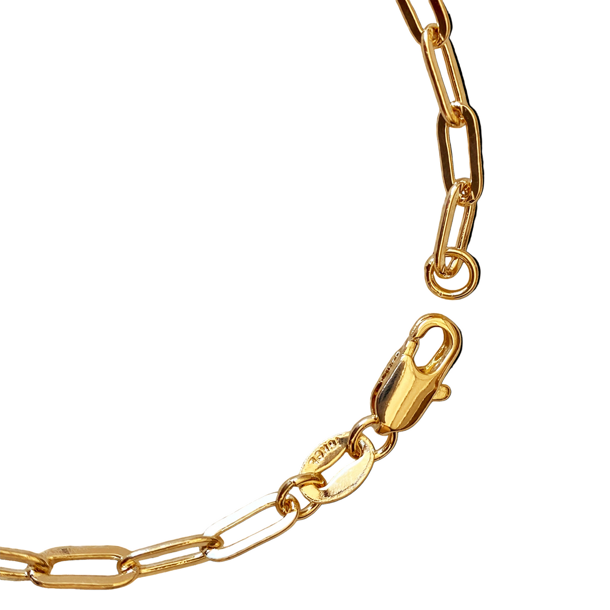Paperclip Link Chain 3mm Bracelet in 18K gold-filled, view 2