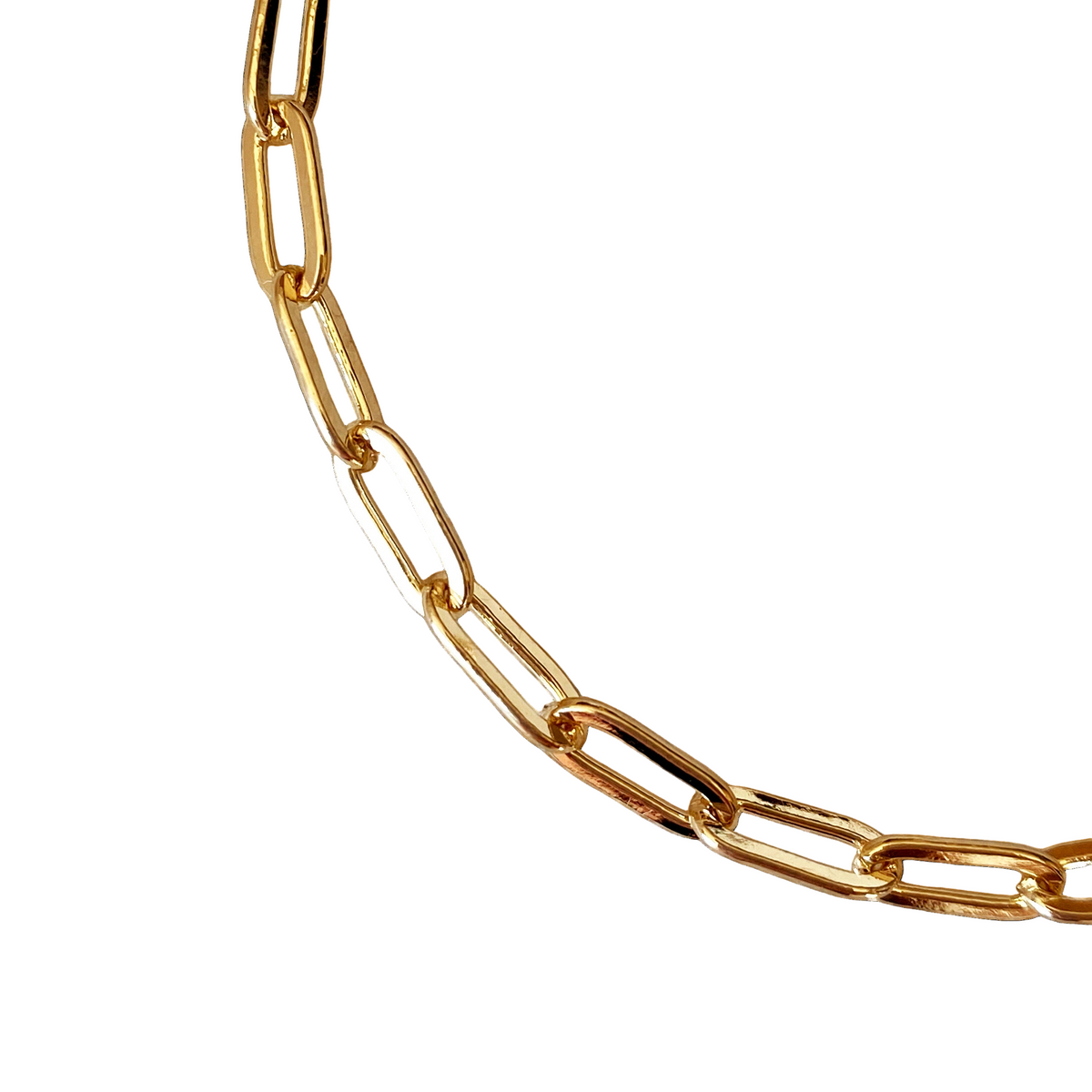 Paperclip Link Chain 3mm Bracelet in 18K gold-filled, view 6