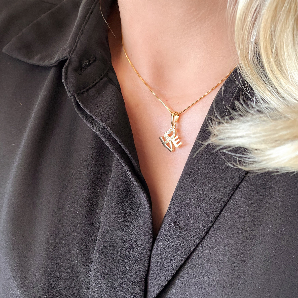 Love Letters Necklace in 18K gold-filled, view 5