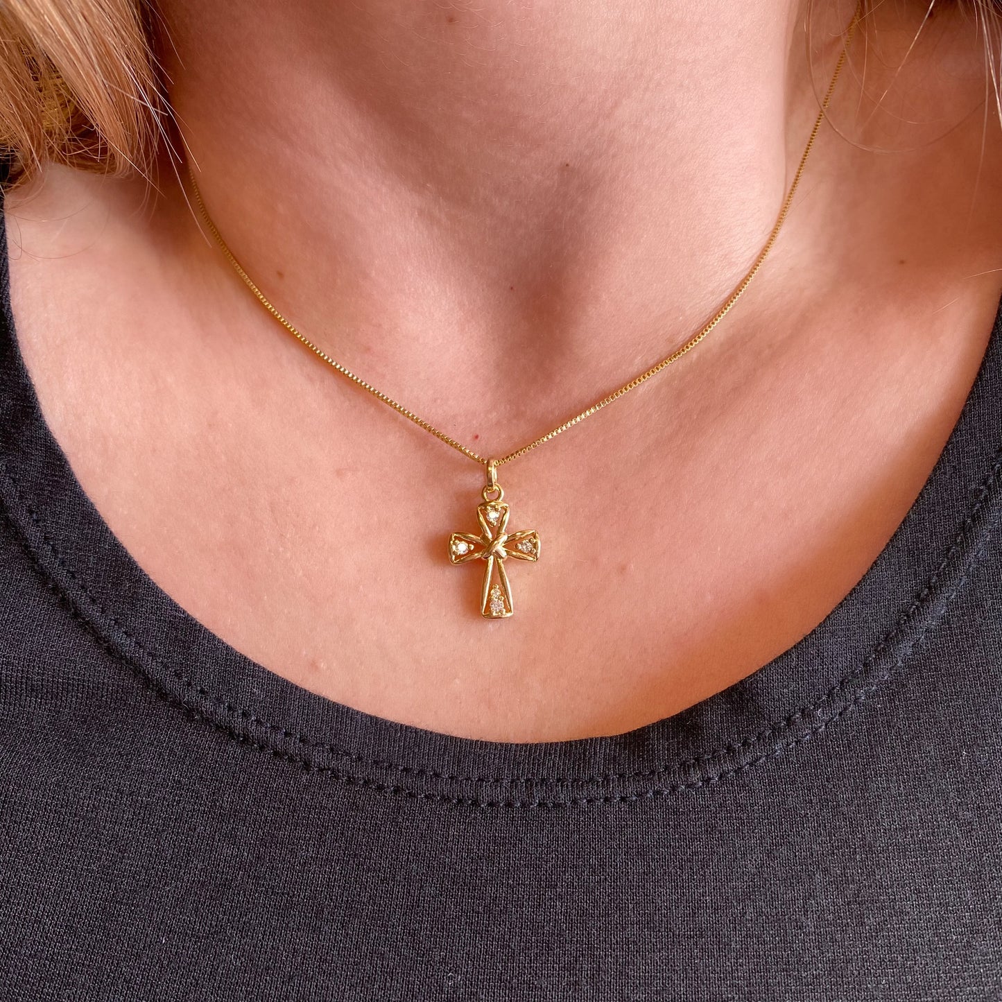 25mm CZ Cross 18k Gold Filled Pendant