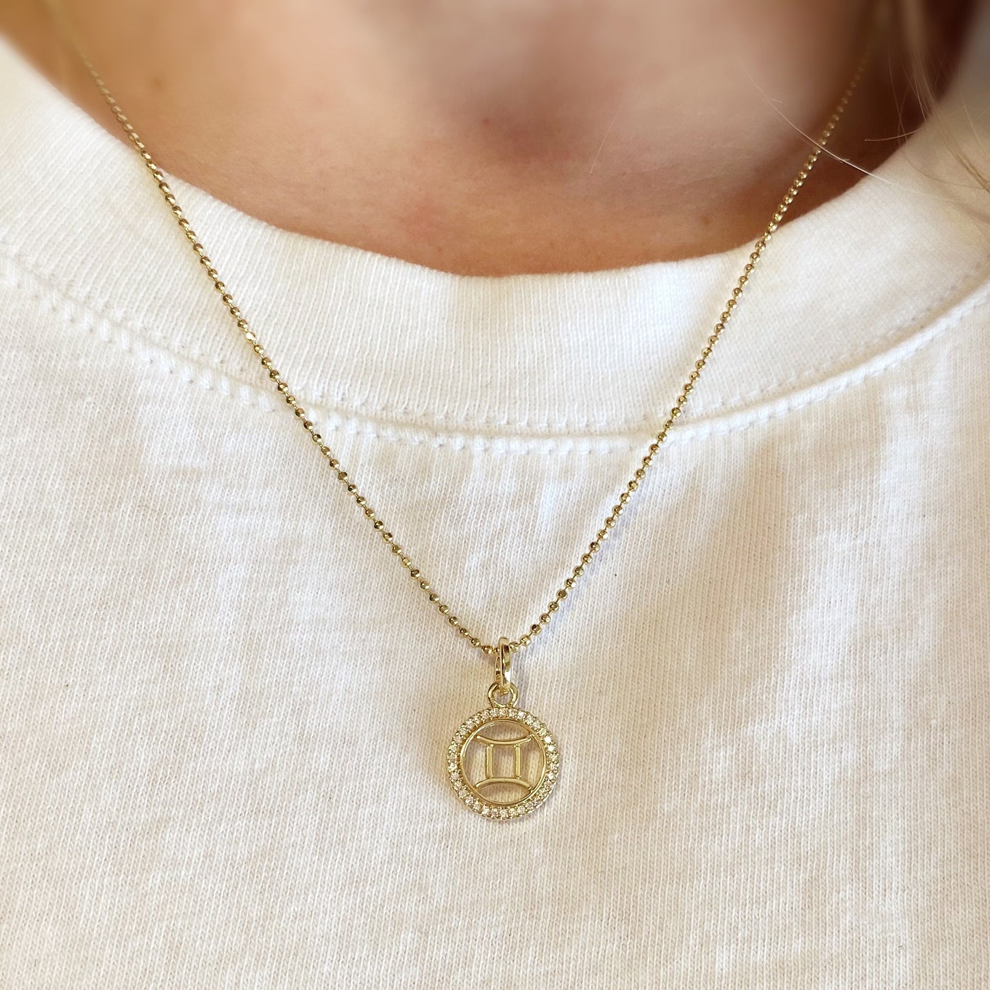 Gemini Zodiac CZ 17mm 18K Gold Filled Pendant