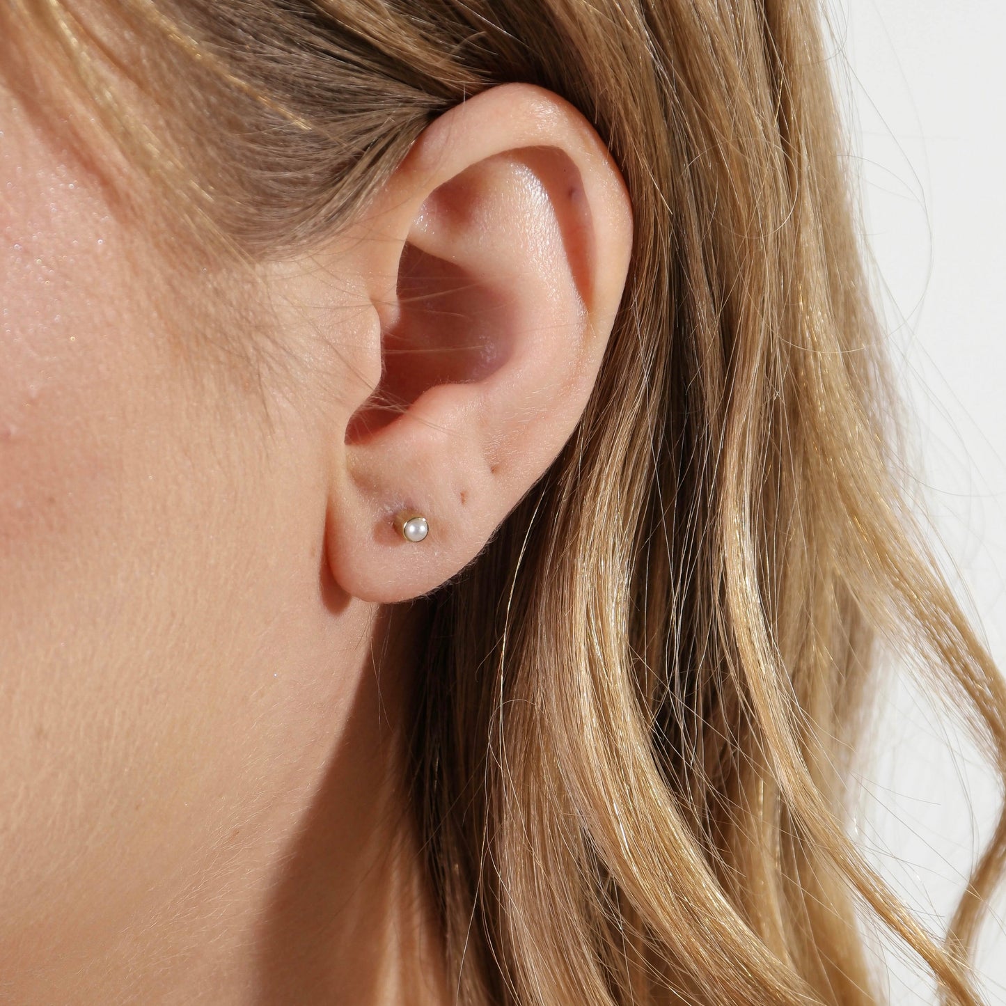 Petite Pearl Cabochon 18K Gold Filled Stud Earrings