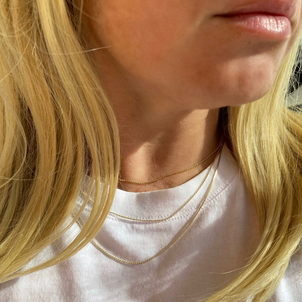 Flat Rope Chain 1.1mm Necklace in 18K gold-filled, view 3