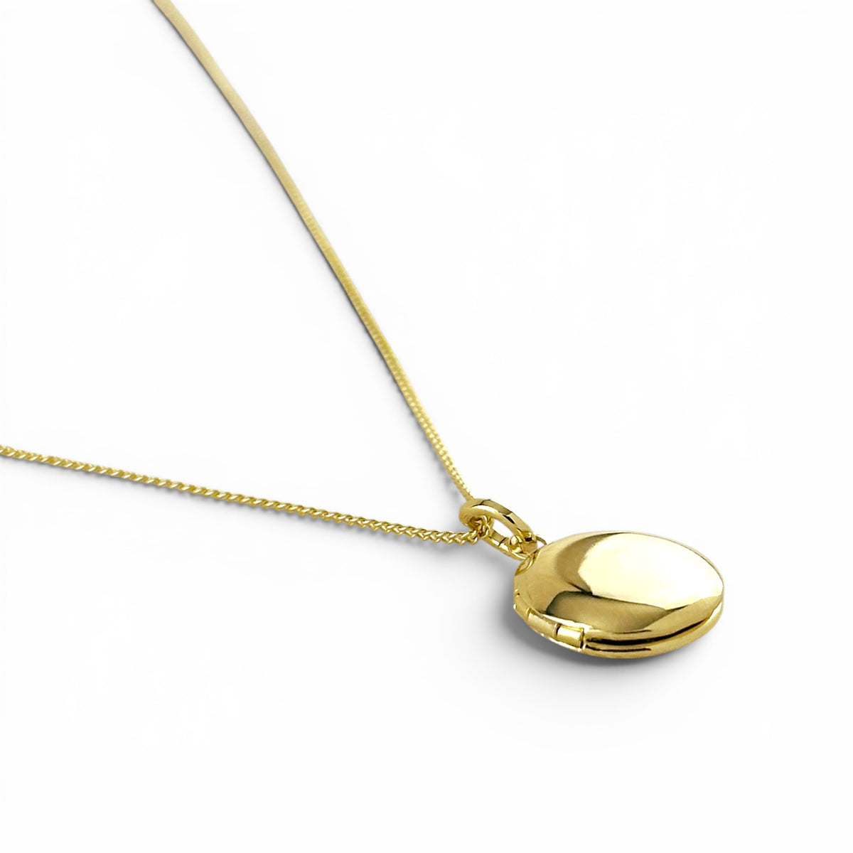 18K Gold Filled locket necklace with curb chain