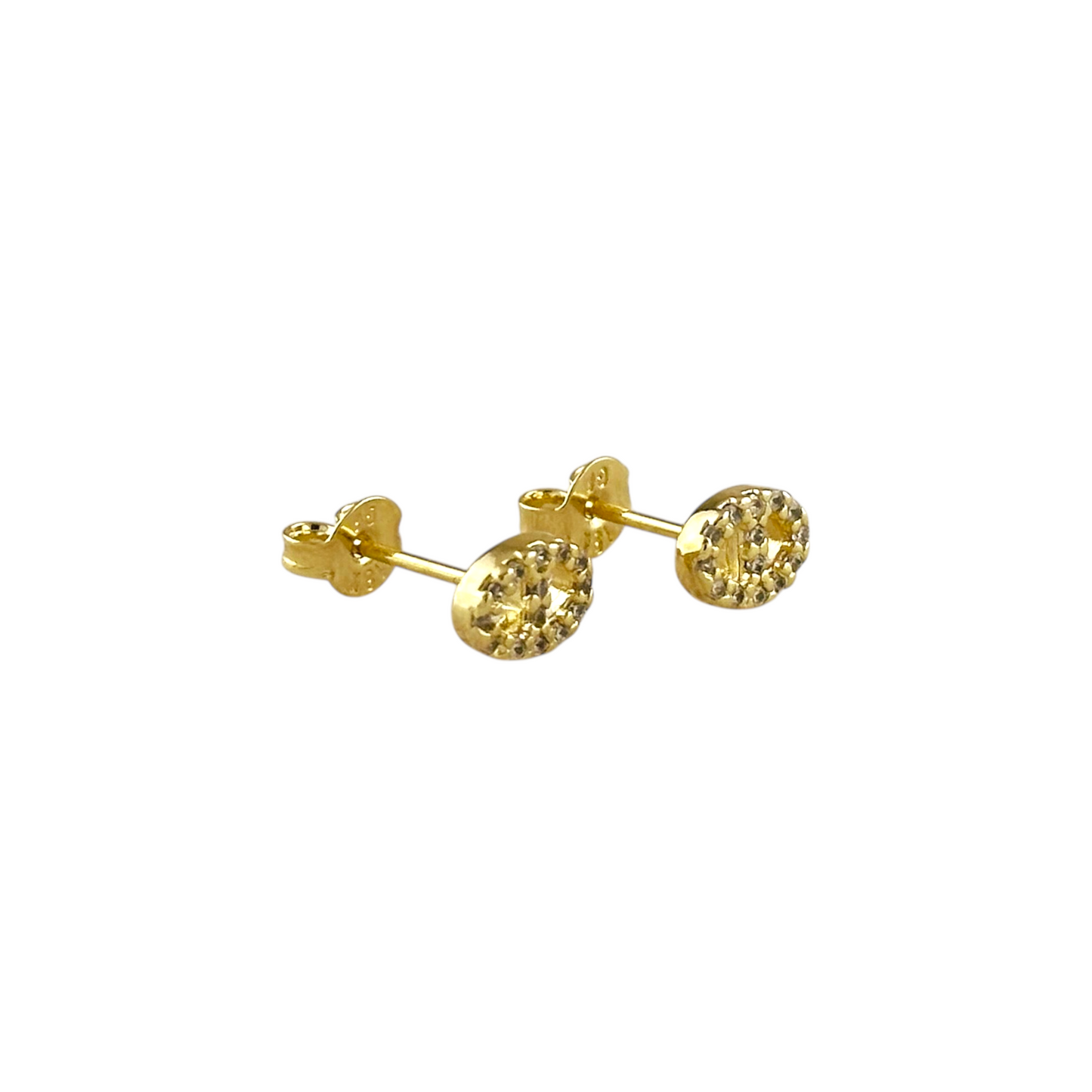7x5mm Pavé CZ Mariner Link Stud 18k Gold Filled Earrings