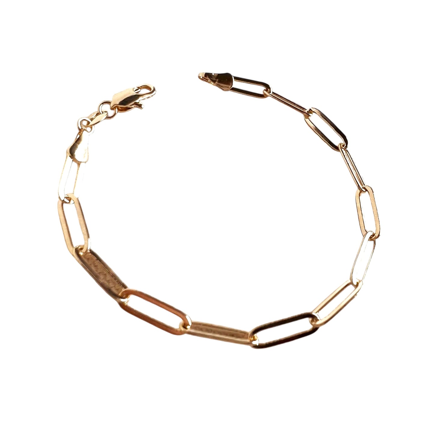 Classic Paperclip Link Chain 18k Gold Filled Bracelet
