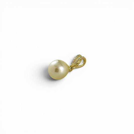 Teardrop Pearl Pavé CZ 27mm 18K Gold Filled Pendant