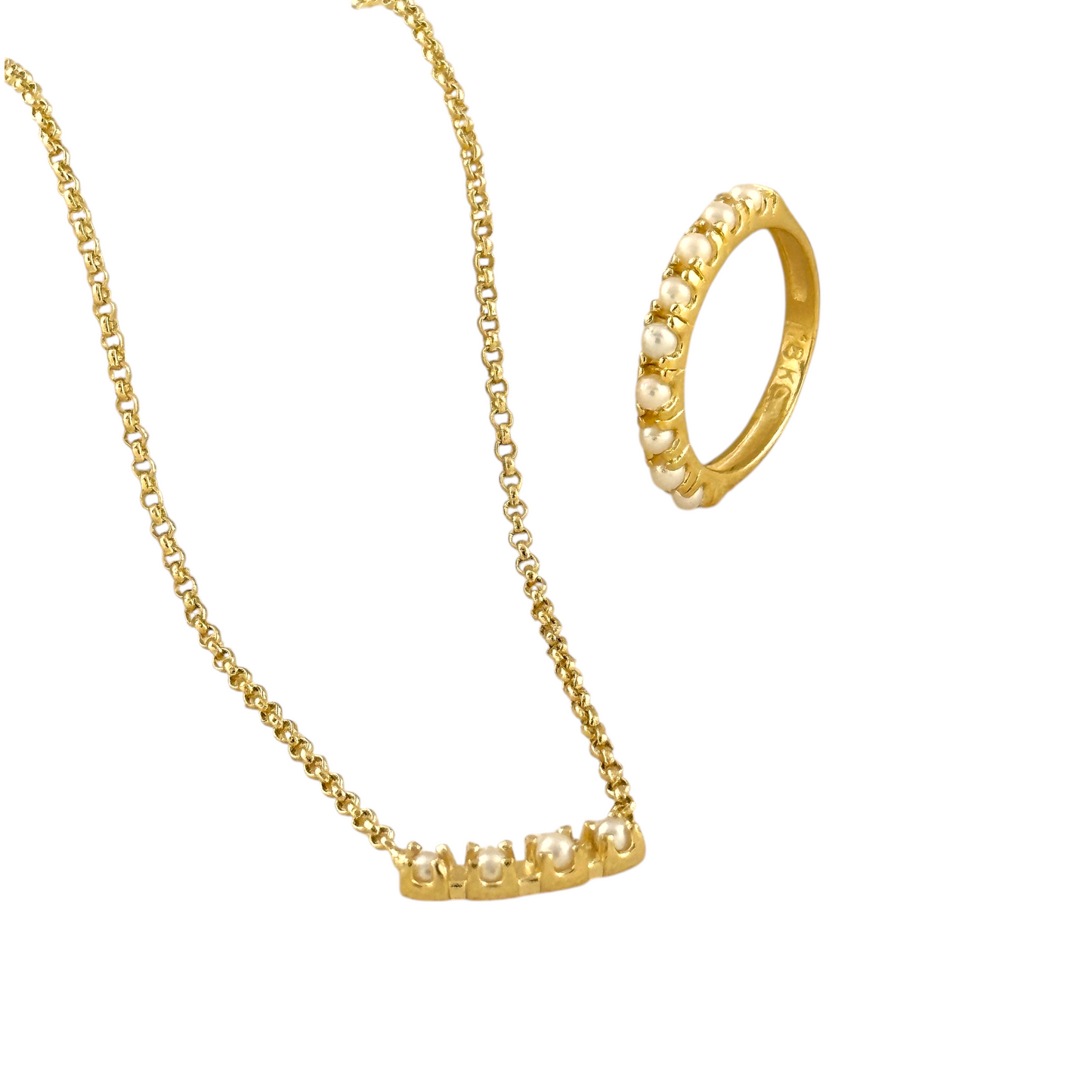 Freshwater Pearl Band 18k Gold Filled Ring