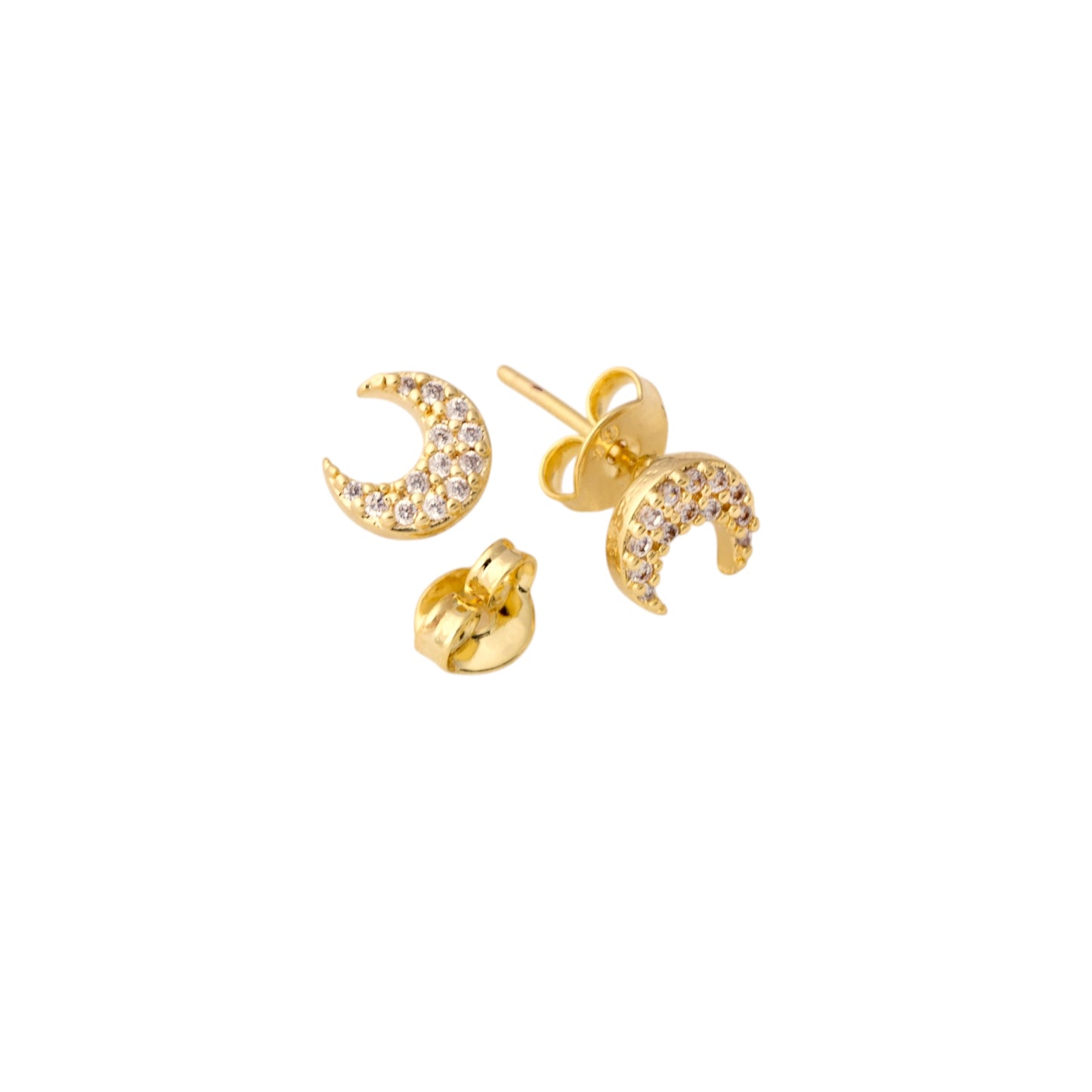 14mm Crescent Moon Stud 18k Gold Filled Earrings
