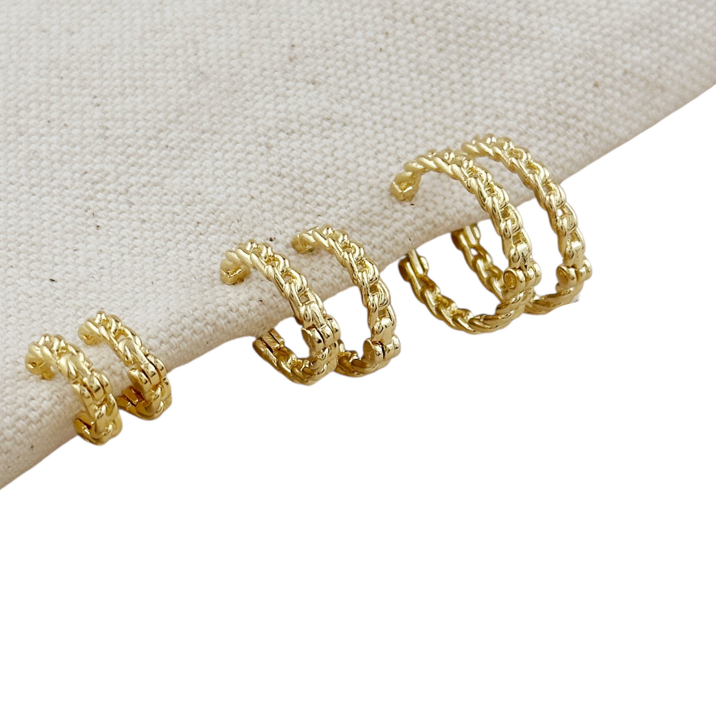 Cuban Chain Huggie Hoop  18k Gold Filled Earrings