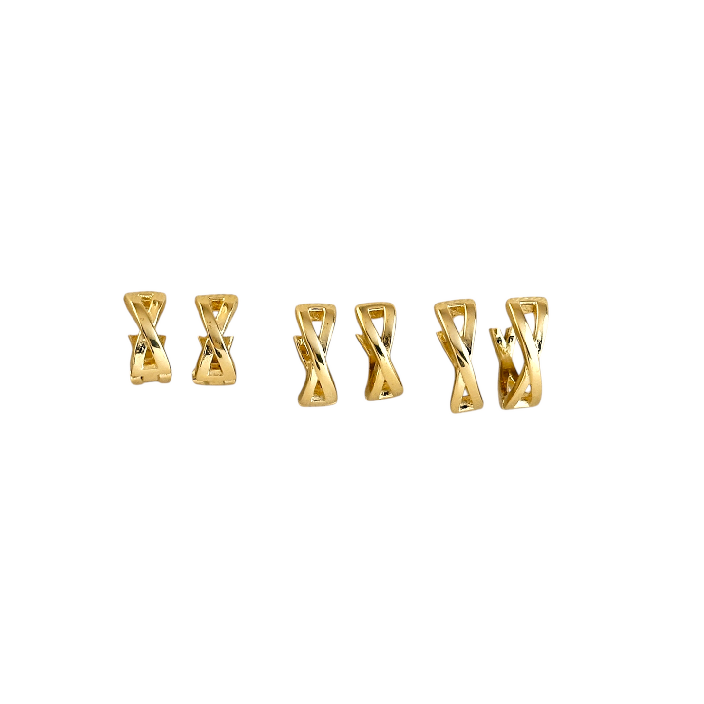 Criss-Cross Huggie Hoop 18k Gold Filled Earrings