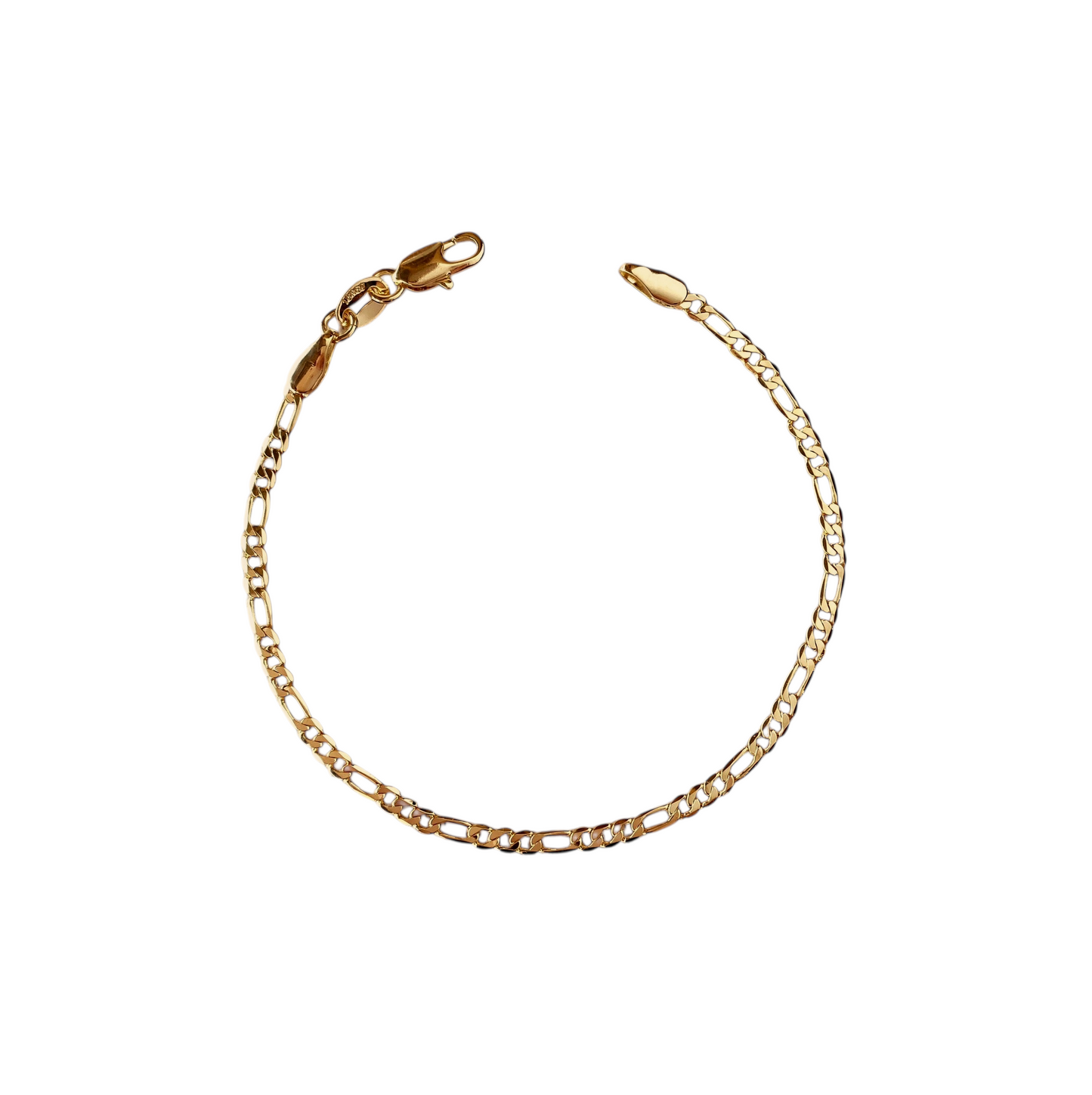 2.5mm Flat Figaro Chain 18K Gold Filled Bracelet