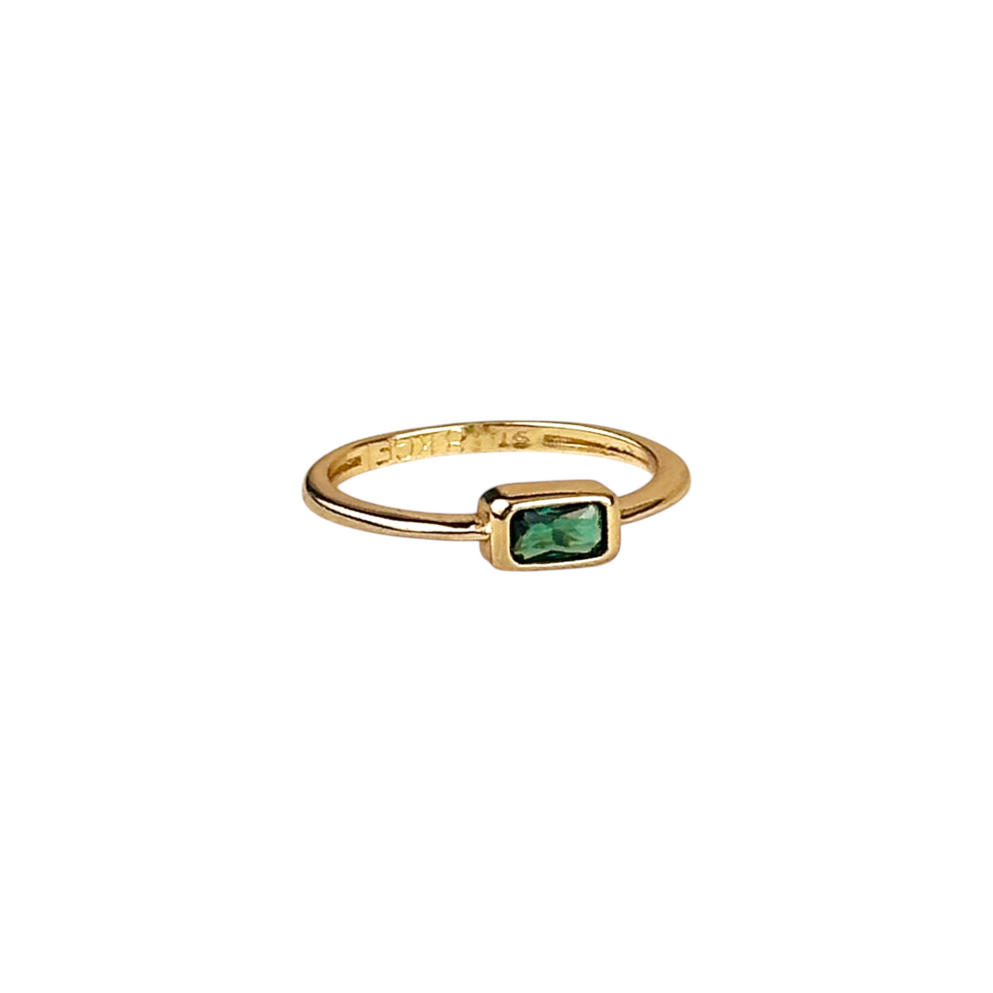 Rectangle CZ Solitaire 18k Gold Filled Ring
