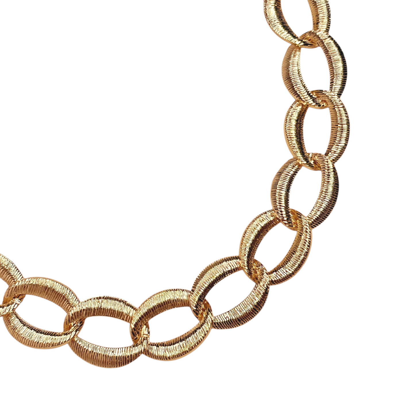 Textured Oval Link Chain 18K Gold Filled Necklace