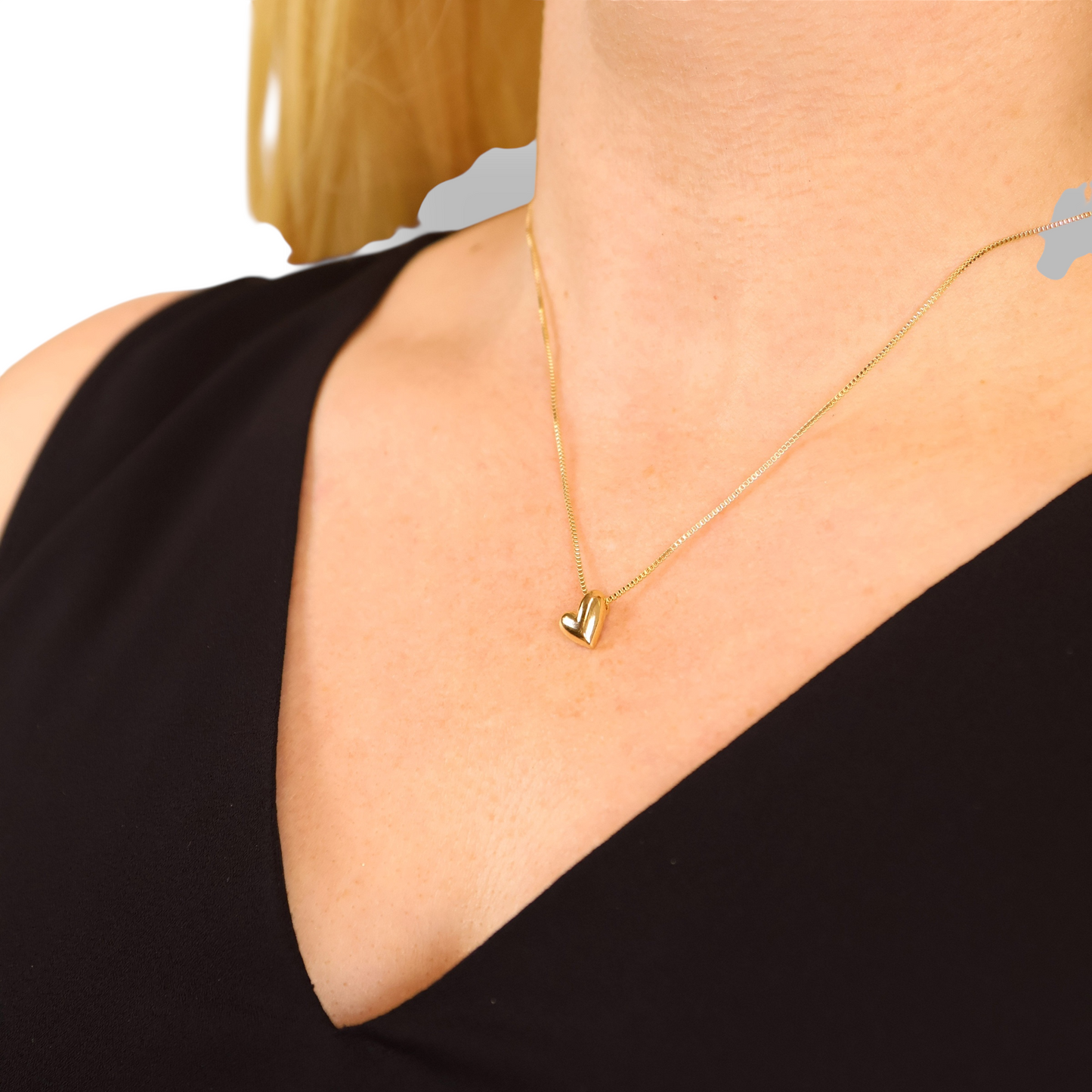 8mm Asymmetric Heart Pendant 18k Gold Filled Necklace