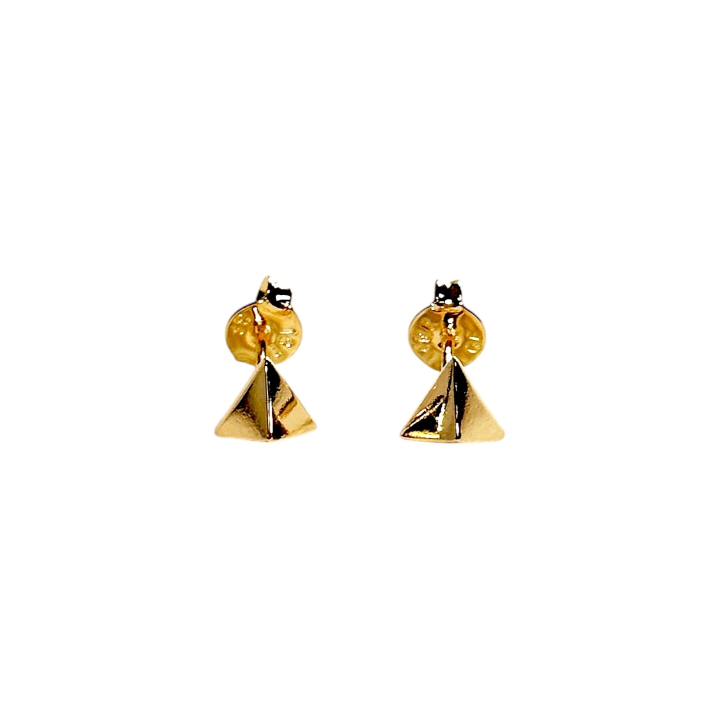 Mini Faceted Triangle Studs 18k Gold Filled Earrings