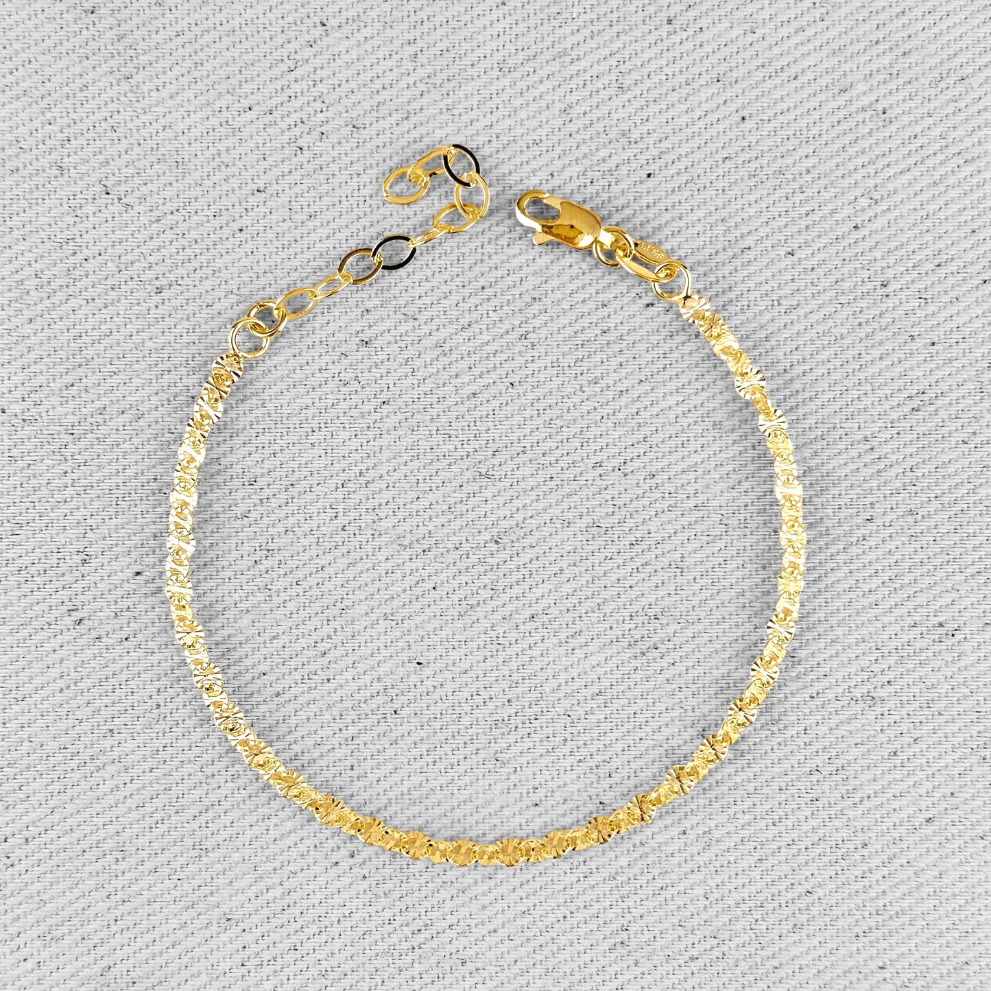 Diamond Cut Mirror Chain 18k Gold Filled Bracelet