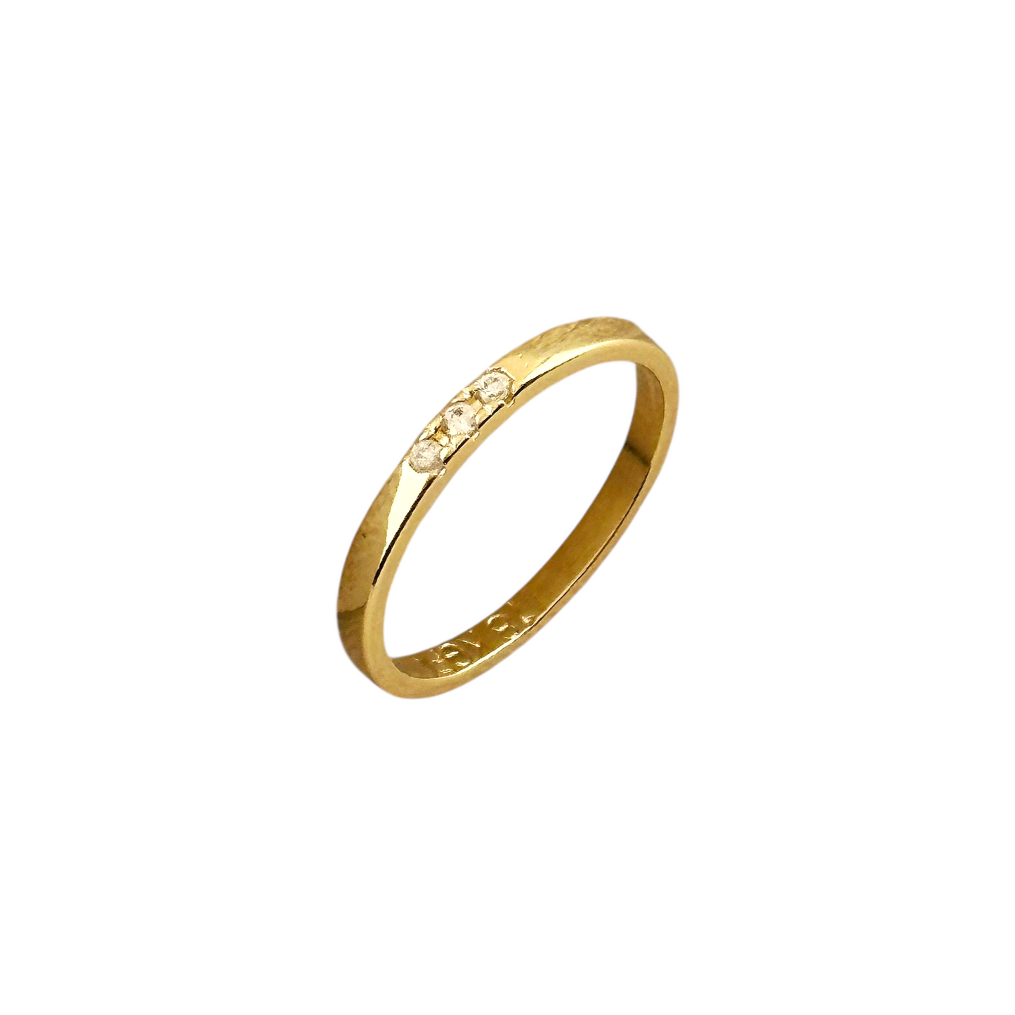 Three Stone CZ Band 18k Gold Filled Ring
